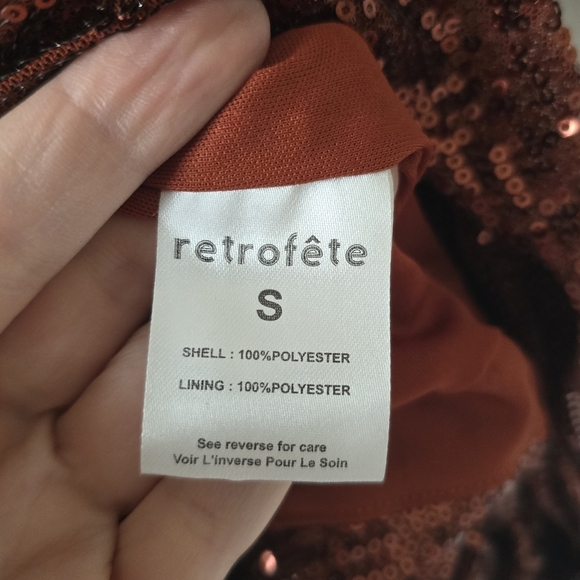 Retrofete Flynn Sequined Tulle Mini Dress Copper Bronze Small - Picture 7 of 9